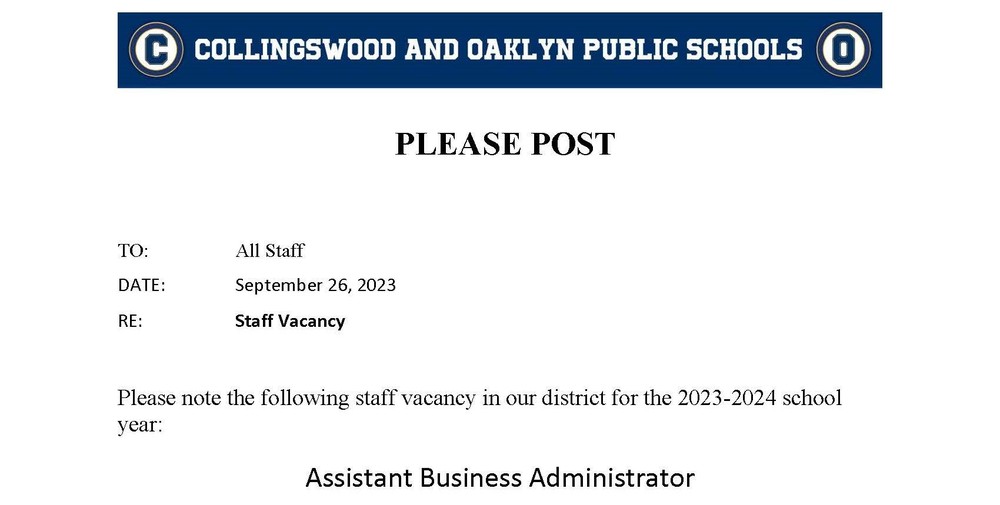 staff vacancy in our district for the 2023-2024 school year: