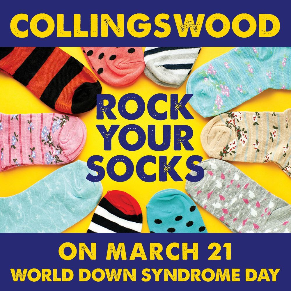 an image of different brightly colored and patterned socks with the phrase "rock your socks" in the center